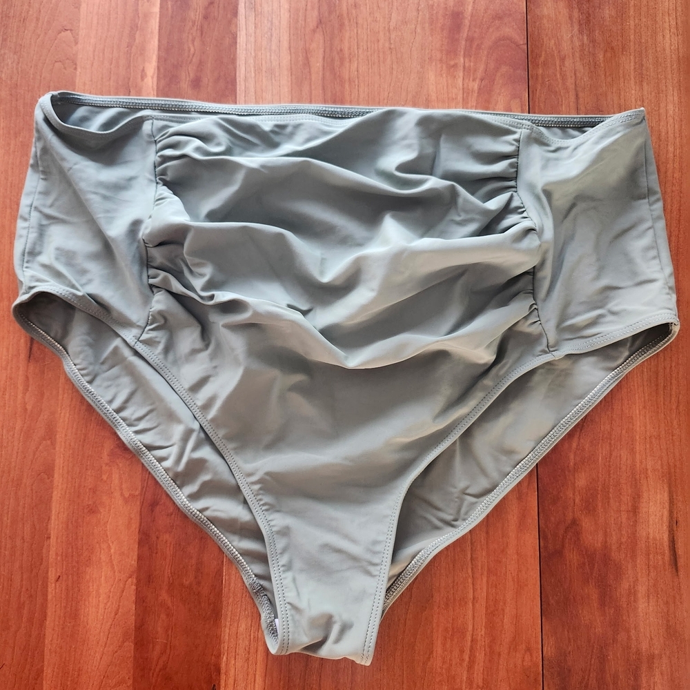 High-Waisted NEW Shein Maternity Ruched Swim Bottom - Green